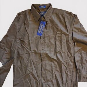 Pendleton Men's Olive-Brown Button-Up Dress Shirt